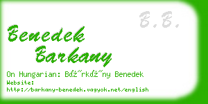 benedek barkany business card